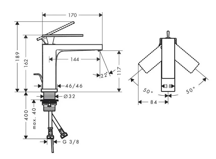 Hansgrohe - Tecturis E - Mosdó csaptelep - 73010140 – 2. kép