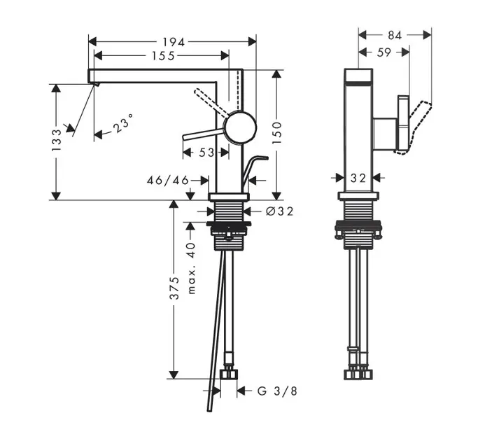 Hansgrohe - Tecturis E - Mosdó csaptelep - 73023670 – 2. kép