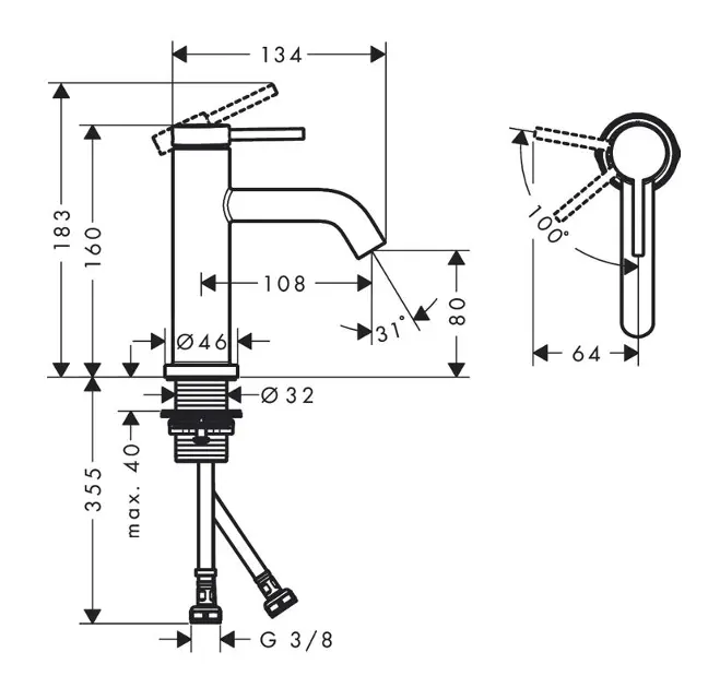 Hansgrohe - Tecturis S - Mosdó csaptelep - 73301670 – 2. kép