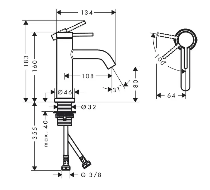 Hansgrohe - Tecturis S - Mosdó csaptelep - 73301700 – 2. kép