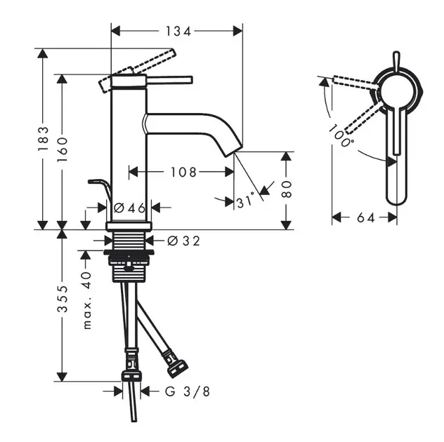 Hansgrohe - Tecturis S - Mosdó csaptelep - 73302000 – 2. kép