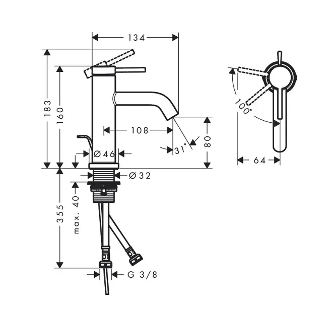Hansgrohe - Tecturis S - Mosdó csaptelep - 73305700 – 2. kép