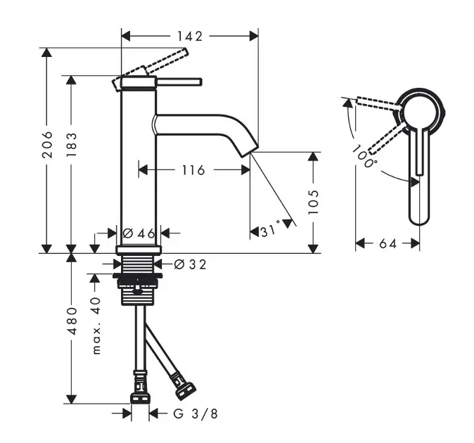 Hansgrohe - Tecturis S - Mosdó csaptelep - 73312000 – 2. kép
