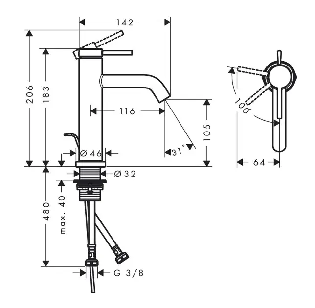 Hansgrohe - Tecturis S - Mosdó csaptelep - 73314670 – 2. kép
