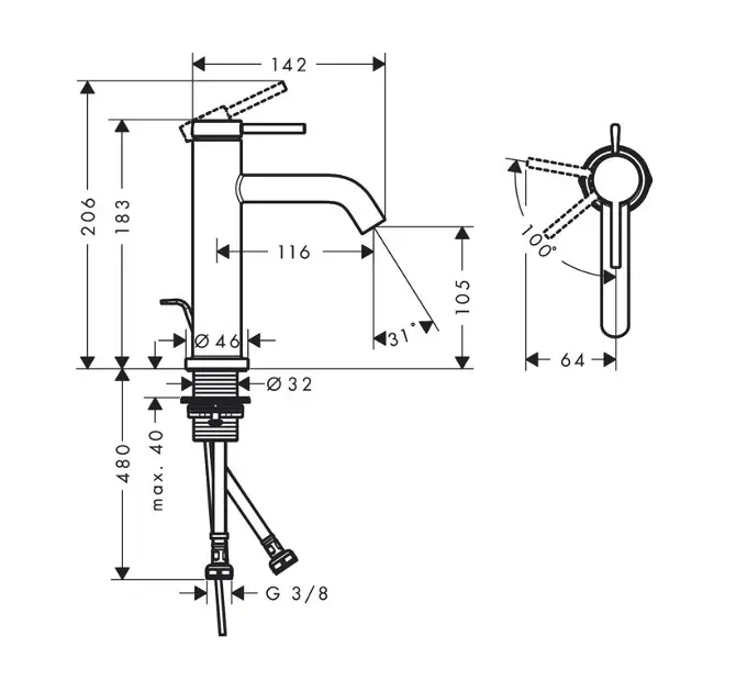 Hansgrohe - Tecturis S - Mosdó csaptelep - 73318670 – 2. kép