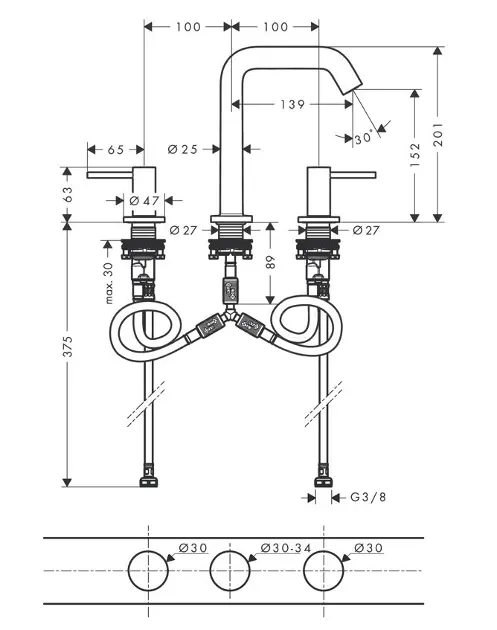 Hansgrohe - Tecturis S - Mosdó csaptelep - 73330670 – 2. kép