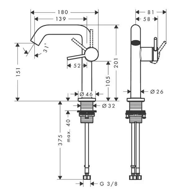 Hansgrohe - Tecturis S - Mosdó csaptelep - 73340000 – 2. kép