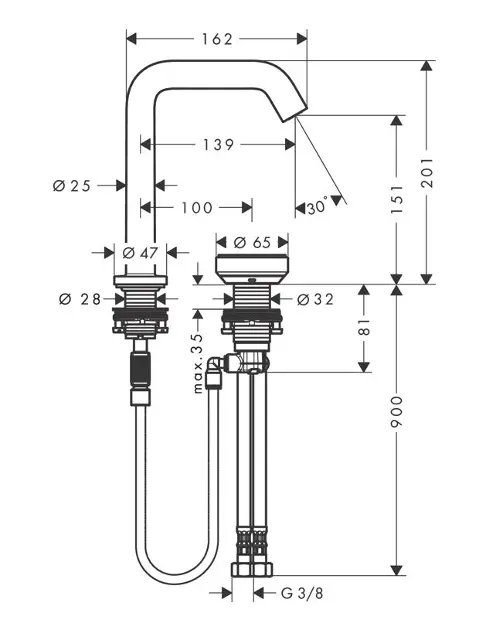 Hansgrohe - Tecturis S - Mosdó csaptelep - 73353000 – 2. kép