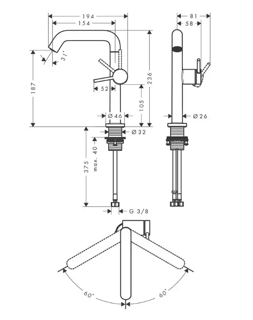 Hansgrohe - Tecturis S - Mosdó csaptelep - 73364670 – 2. kép
