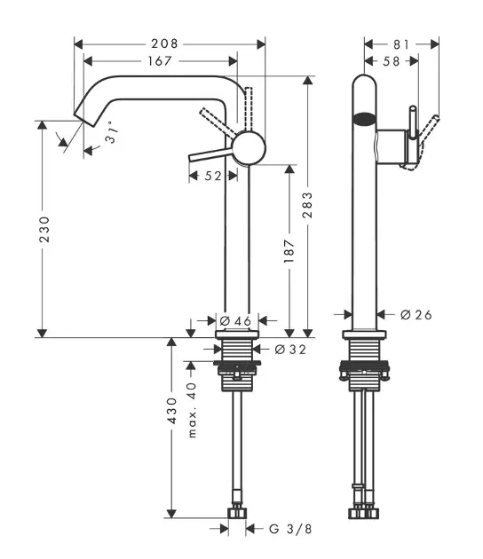 Hansgrohe - Tecturis S - Mosdó csaptelep - 73372700 – 2. kép
