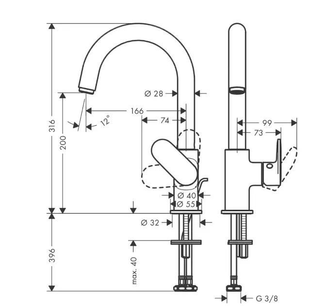 Hansgrohe - Vernis Blend - Mosdó csaptelep - 71554000 – 2. kép