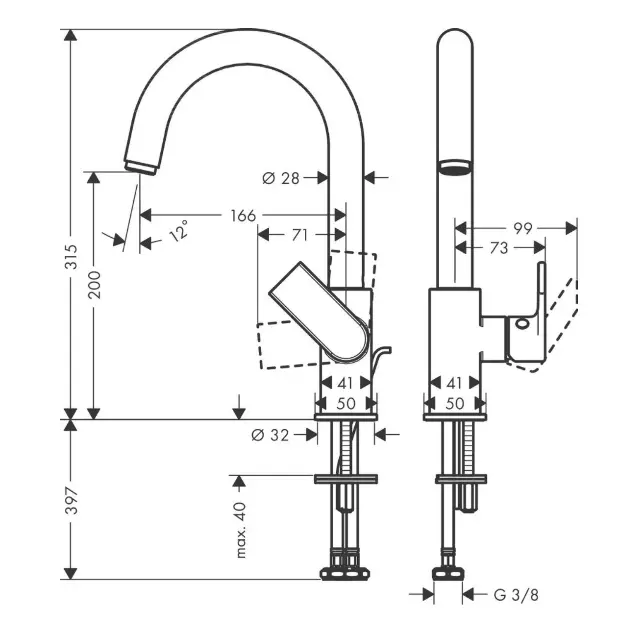 Hansgrohe - Vernis Shape - Mosdó csaptelep - 71564000 – 2. kép