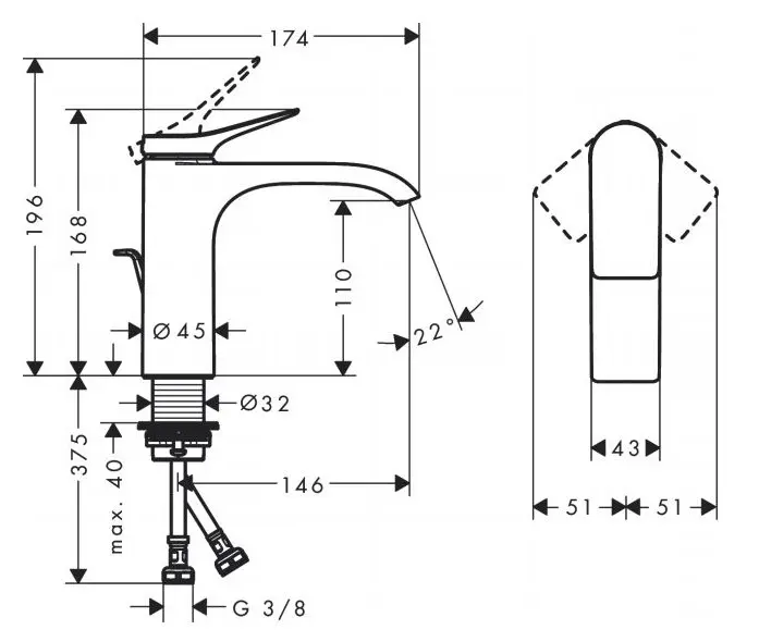 Hansgrohe - Vivenis - Mosdó csaptelep - 75020670 – 2. kép