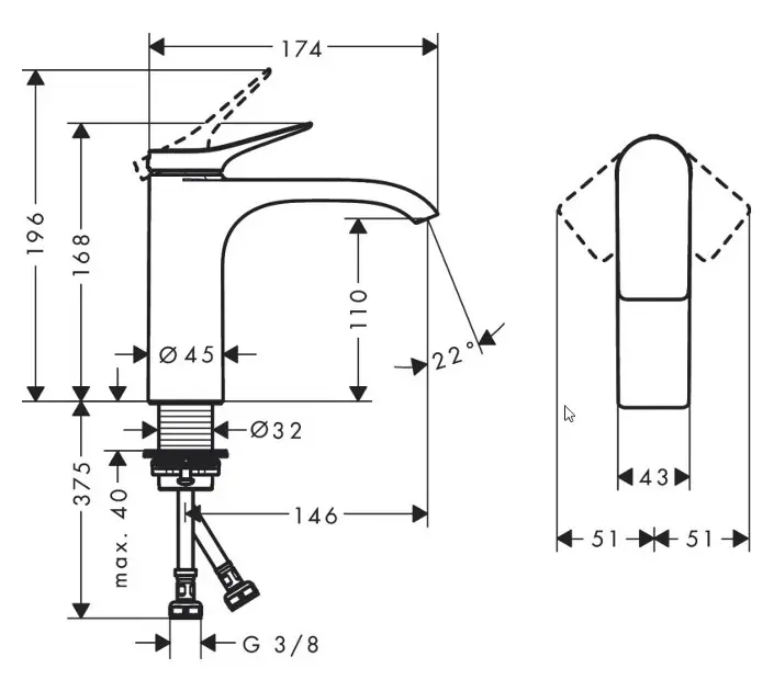 Hansgrohe - Vivenis - Mosdó csaptelep - 75022700 – 2. kép