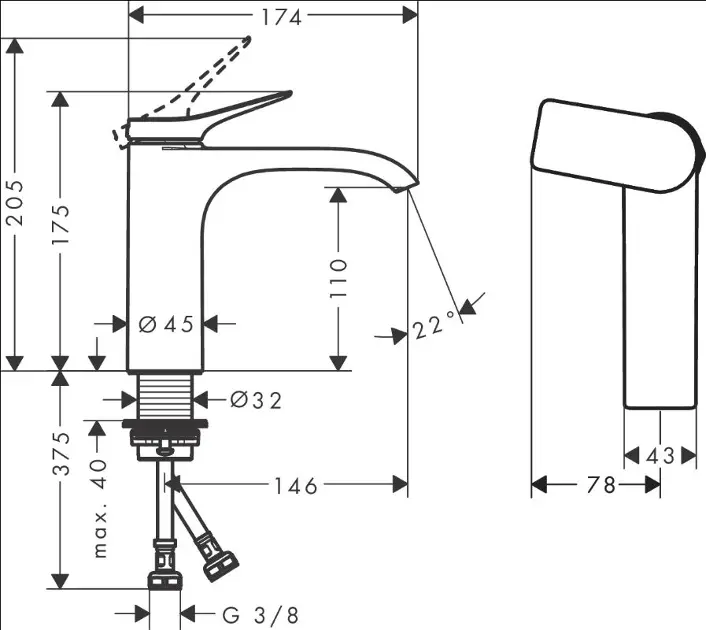 Hansgrohe - Vivenis - Mosdó csaptelep - 75024670 – 2. kép