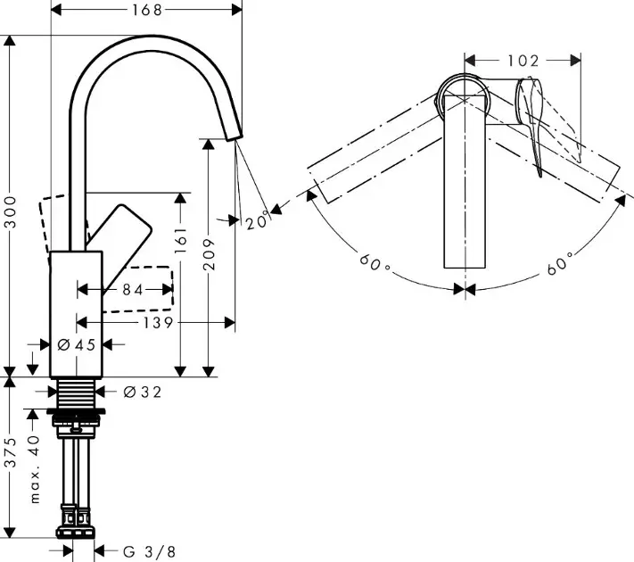Hansgrohe - Vivenis - Mosdó csaptelep - 75032340 – 2. kép