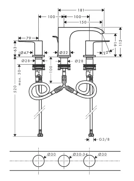 Hansgrohe - Vivenis - Mosdó csaptelep - 75033000 – 2. kép