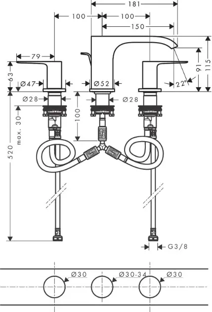Hansgrohe - Vivenis - Mosdó csaptelep - 75033340 – 2. kép