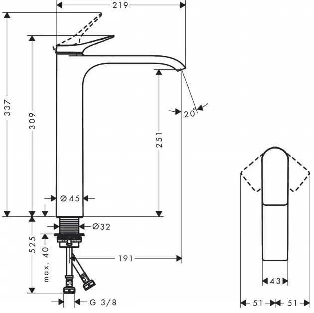 Hansgrohe - Vivenis - Mosdó csaptelep - 75040670 – 2. kép