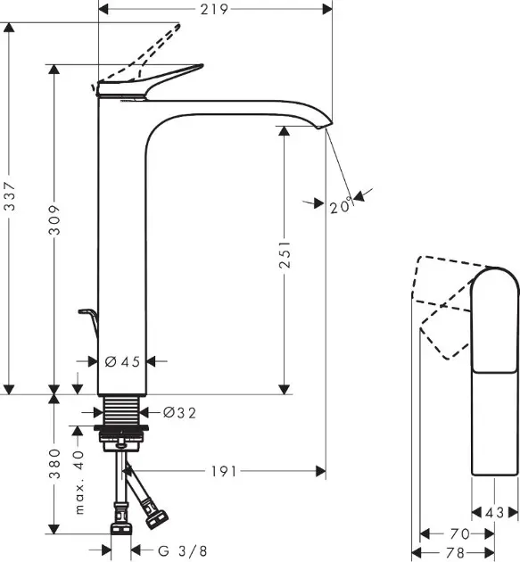 Hansgrohe - Vivenis - Mosdó csaptelep - 75044140 – 2. kép