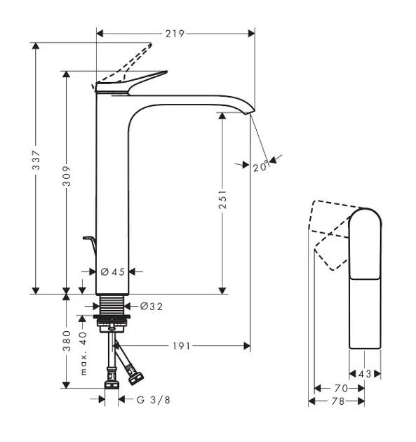 Hansgrohe - Vivenis - Mosdó csaptelep - 75044670 – 2. kép