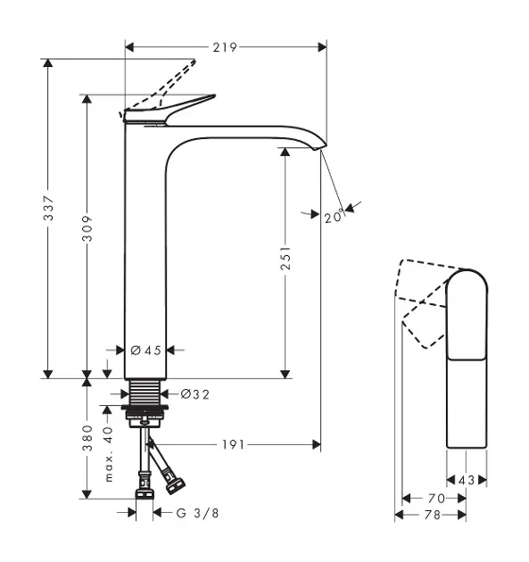 Hansgrohe - Vivenis - Mosdó csaptelep - 75045000 – 2. kép