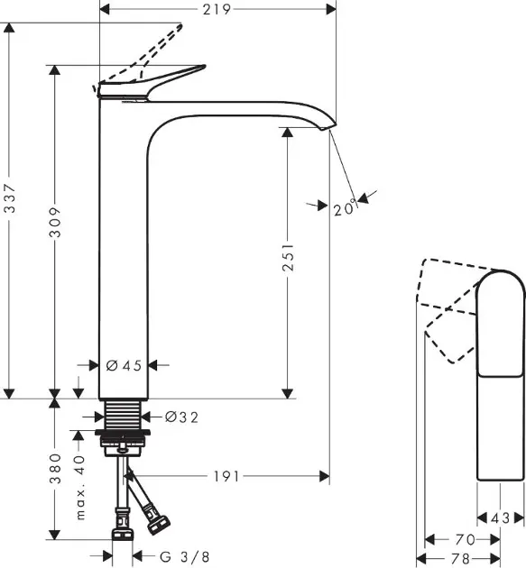 Hansgrohe - Vivenis - Mosdó csaptelep - 75045340 – 2. kép