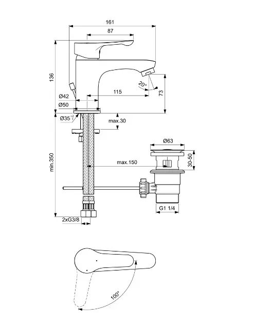 Ideal Standard - Alpha - Mosdó csaptelep - BC646AA – 2. kép