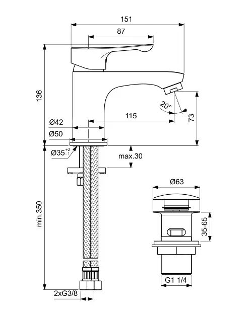 Ideal Standard - Alpha - Mosdó csaptelep - BC814AA – 2. kép