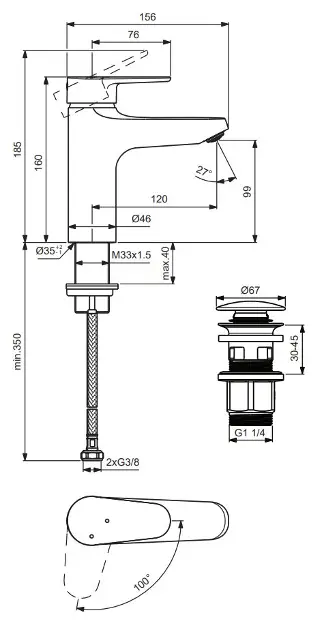 Ideal Standard - ALU+ - Mosdó csaptelep - BE130SI – 2. kép