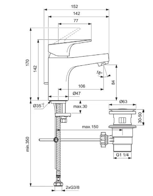 Ideal Standard - Cerabase - Mosdó csaptelep - BC828AA – 2. kép