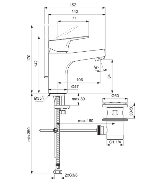 Ideal Standard - Cerabase - Mosdó csaptelep - BC829AA – 2. kép