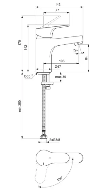 Ideal Standard - Cerabase - Mosdó csaptelep - BC830AA – 2. kép