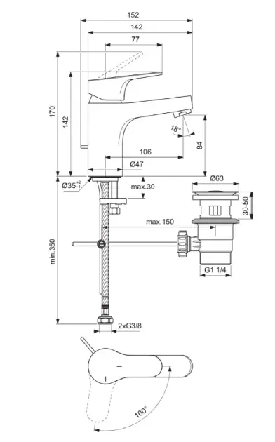 Ideal Standard - Cerabase - Mosdó csaptelep - BC831AA – 2. kép