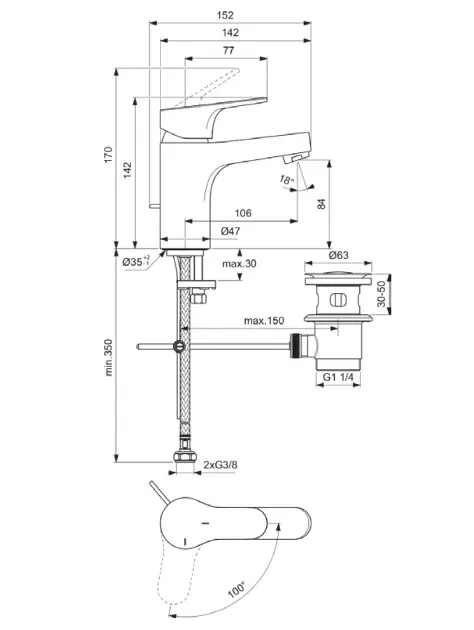 Ideal Standard - Cerabase - Mosdó csaptelep - BC832AA – 2. kép