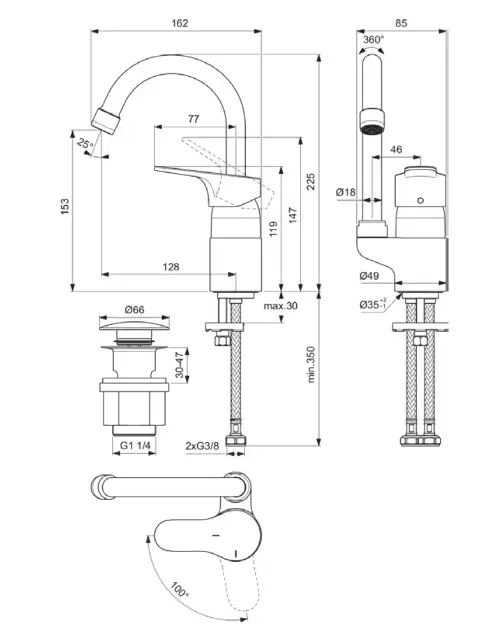 Ideal Standard - Cerabase - Mosdó csaptelep - BC837AA – 2. kép