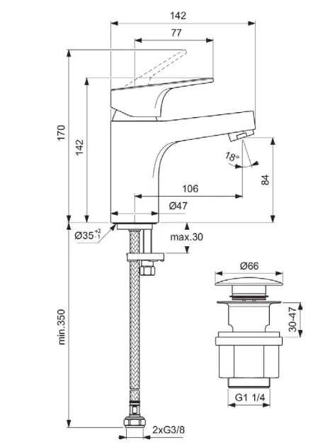 Ideal Standard - Cerabase - Mosdó csaptelep - BD077AA – 2. kép
