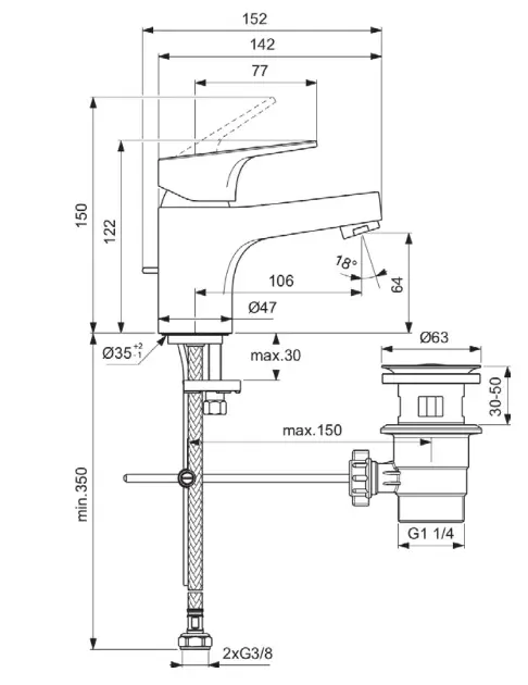 Ideal Standard - Cerabase - Mosdó csaptelep - BD392AA – 2. kép