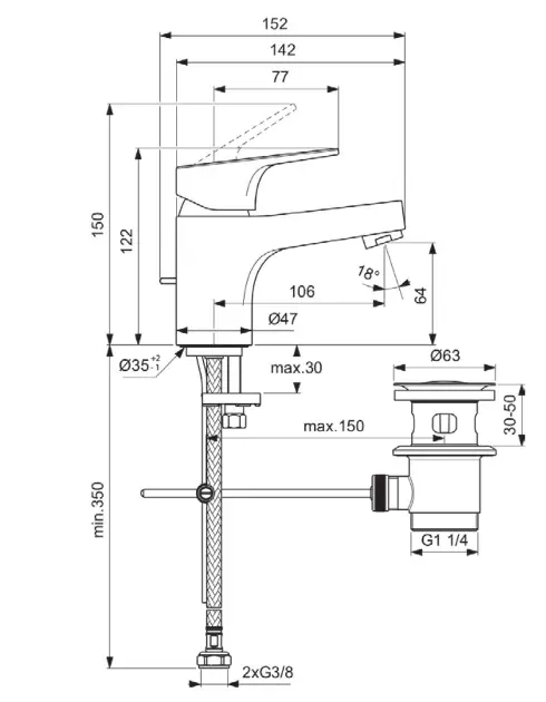 Ideal Standard - Cerabase - Mosdó csaptelep - BD393AA – 2. kép
