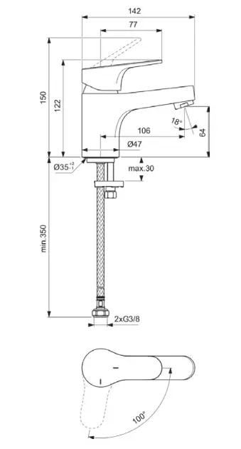 Ideal Standard - Cerabase - Mosdó csaptelep - BD394AA – 2. kép