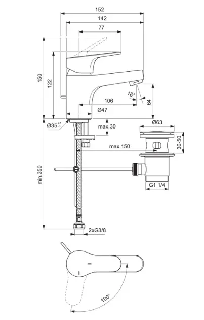 Ideal Standard - Cerabase - Mosdó csaptelep - BD395AA – 2. kép