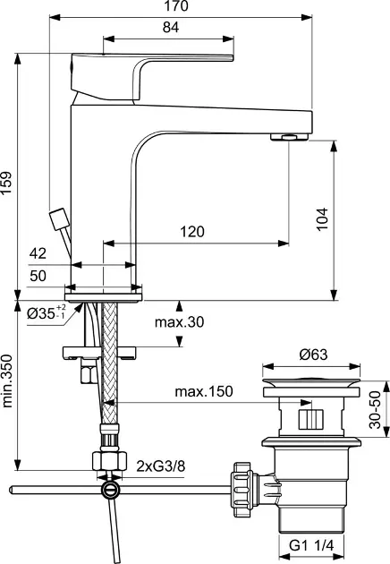 Ideal Standard - Cerafine D - Mosdó csaptelep - BC491AA – 2. kép