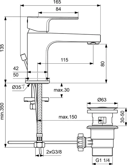 Ideal Standard - Cerafine D - Mosdó csaptelep - BC684AA – 2. kép