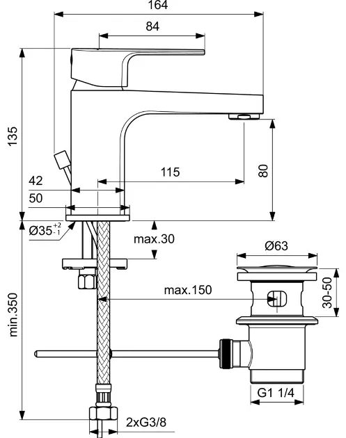 Ideal Standard - Cerafine D - Mosdó csaptelep - BC685AA – 2. kép