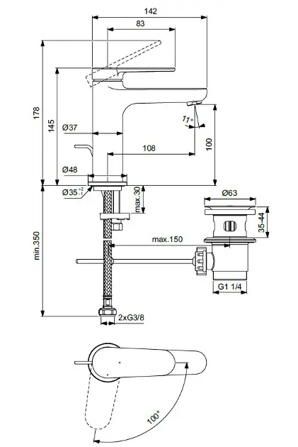 Ideal Standard - Cerafine Nuovo - Mosdó csaptelep - BD769AA – 2. kép