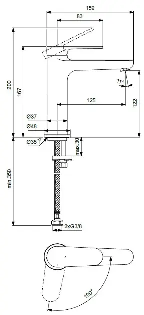 Ideal Standard - Cerafine Nuovo - Mosdó csaptelep - BD770XG – 2. kép