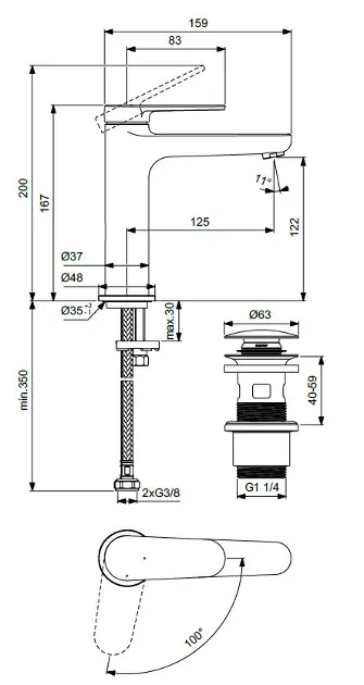 Ideal Standard - Cerafine Nuovo - Mosdó csaptelep - BD772XG – 2. kép