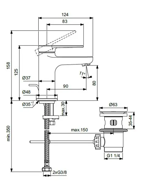 Ideal Standard - Cerafine Nuovo - Mosdó csaptelep - BD907XG – 2. kép