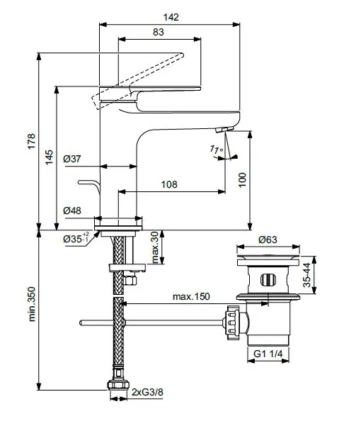 Ideal Standard - Cerafine Nuovo - Mosdó csaptelep - BD908XG – 2. kép