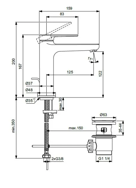 Ideal Standard - Cerafine Nuovo - Mosdó csaptelep - BD909XG – 2. kép